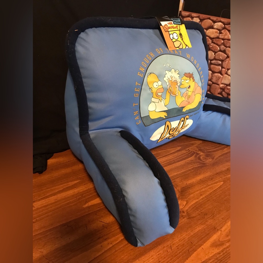 Vintage 2005 The Simpsons Got Beer Buddy Pillow Homer Barney Gumble Backrest NEW